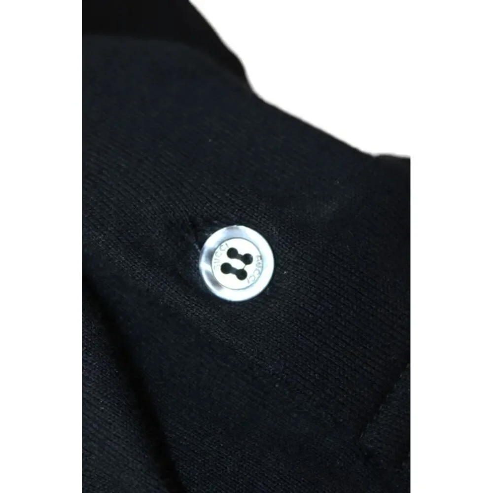Gucci Mens Cotton Collared Short Sleeve Polo Shirt Black Size XL
